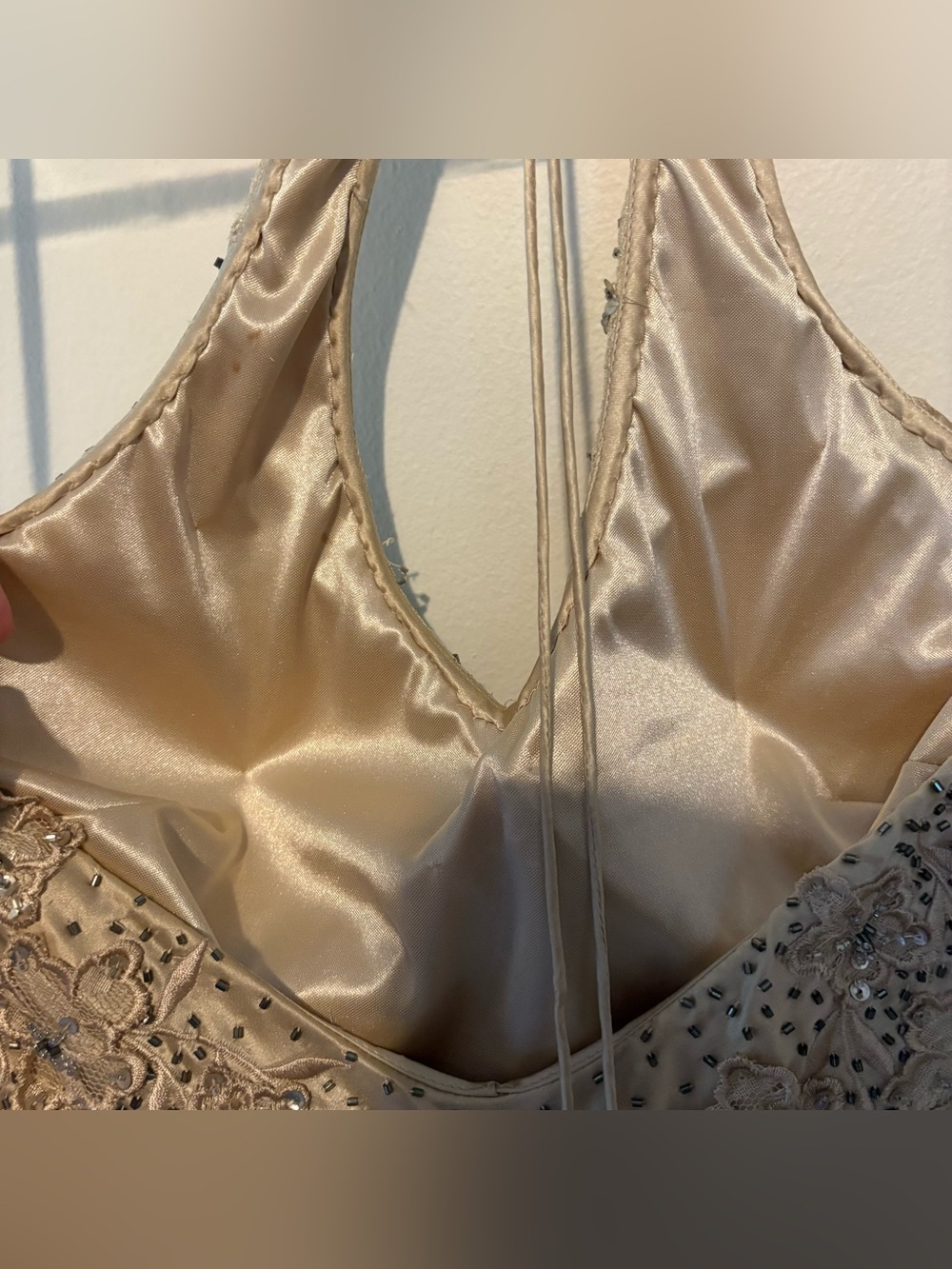 Vintage 90s y2k Sue Wong silk lace and sequin embellished maxi halter dress - Picture 11 of 12